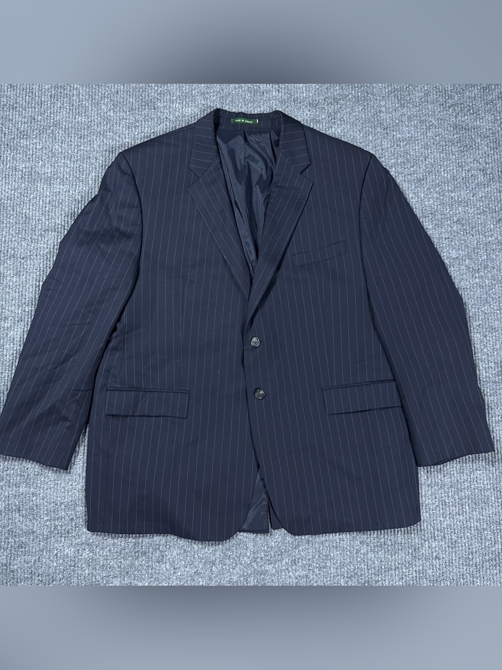 Lauren Ralph Lauren Blazer Men 48R Navy Blue Pinstripe 100% Wool 2-Button Jacket